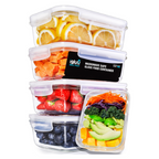 1-Compartment Glass Containers with Steam Vent Lids - 840ml - 5 PACK + 1 extra lid