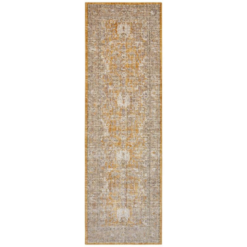 Indoor Outdoor Yellow Medallion Rug 80X200 cm