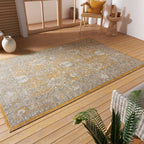 Indoor Outdoor Yellow Medallion Rug