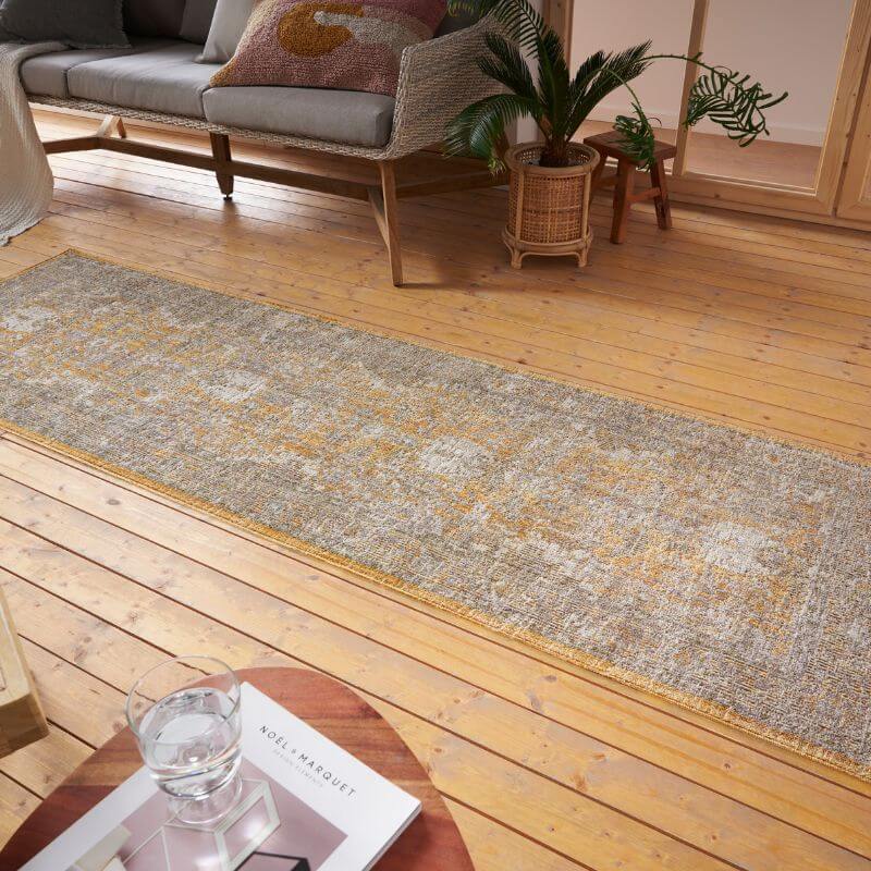 Indoor Outdoor Yellow Medallion Rug