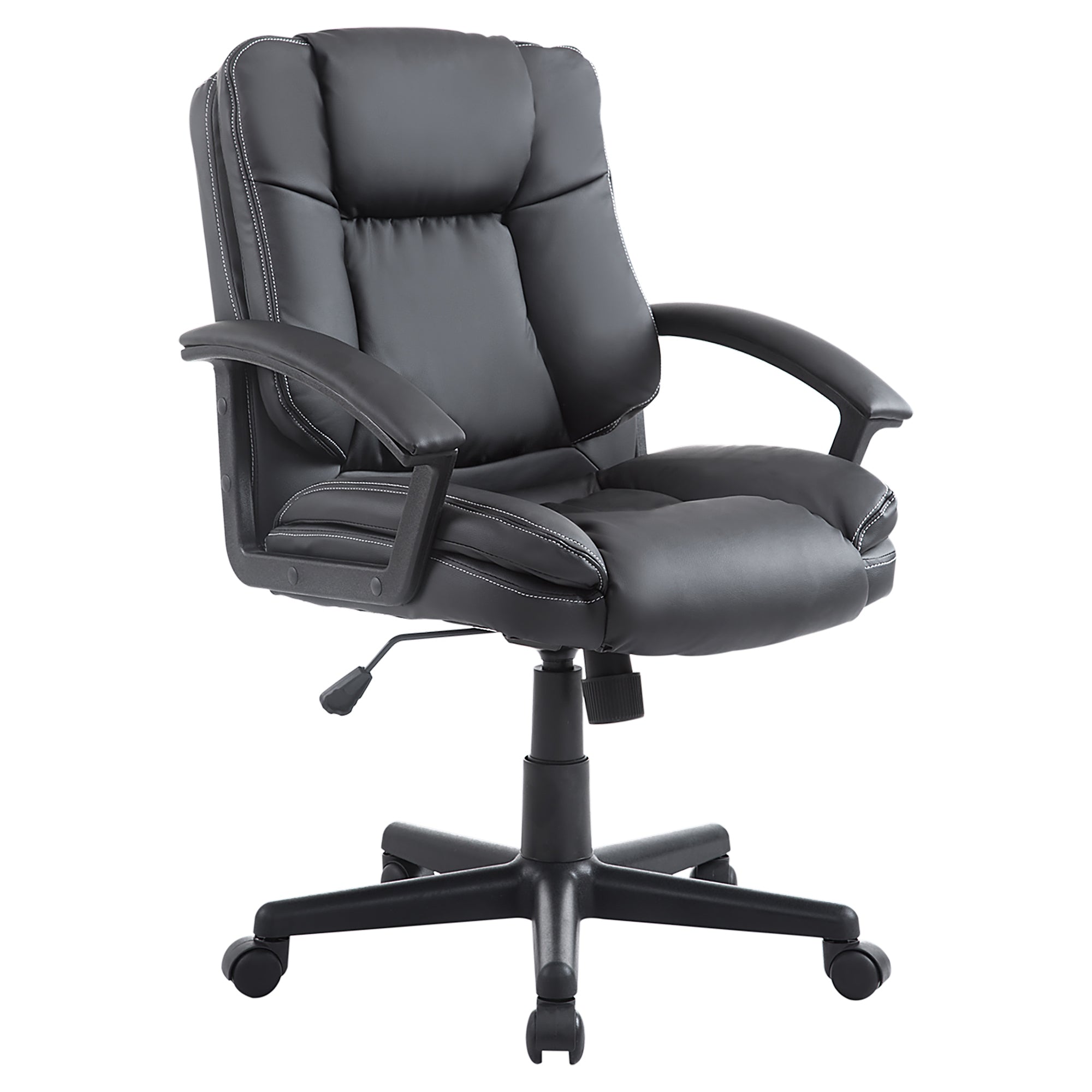 Office Chair, Computer Desk Chair, Mid Back Executive Chair with Adjustable Height and Swivel Rolling Wheels for Home Study, Black Black