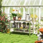 2 Tier Potting Bench Table, Galvanised Work Bench, Silver Tone