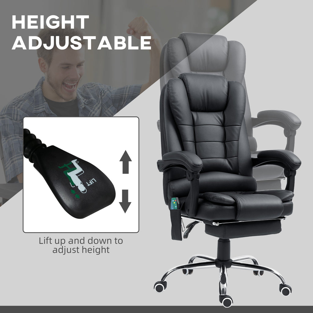 Ergonomic Heated 6 Points Vibration Massage Office Chair Black