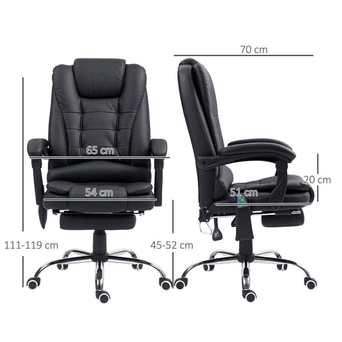 Ergonomic Heated 6 Points Vibration Massage Office Chair Black
