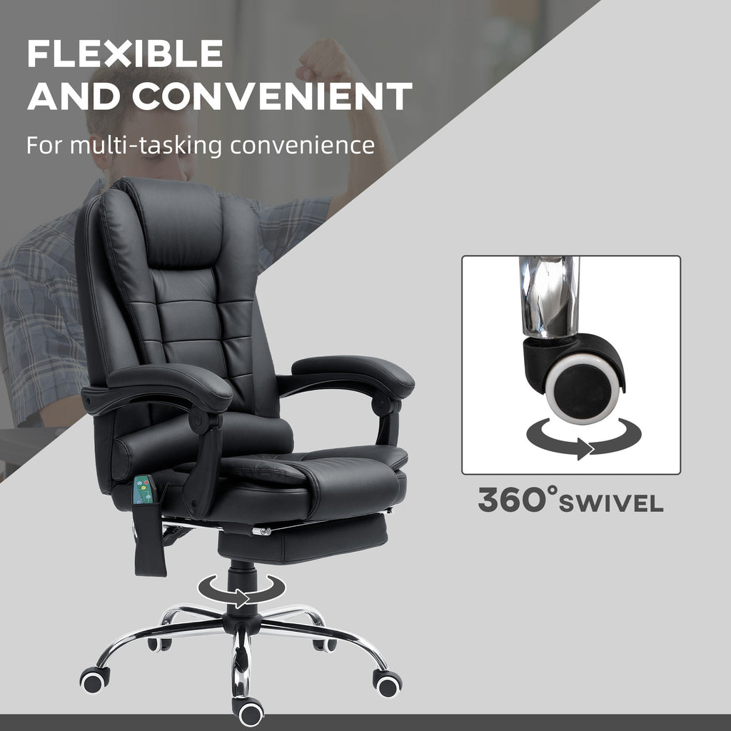 Ergonomic Heated 6 Points Vibration Massage Office Chair Black