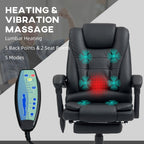 Ergonomic Heated 6 Points Vibration Massage Office Chair Black