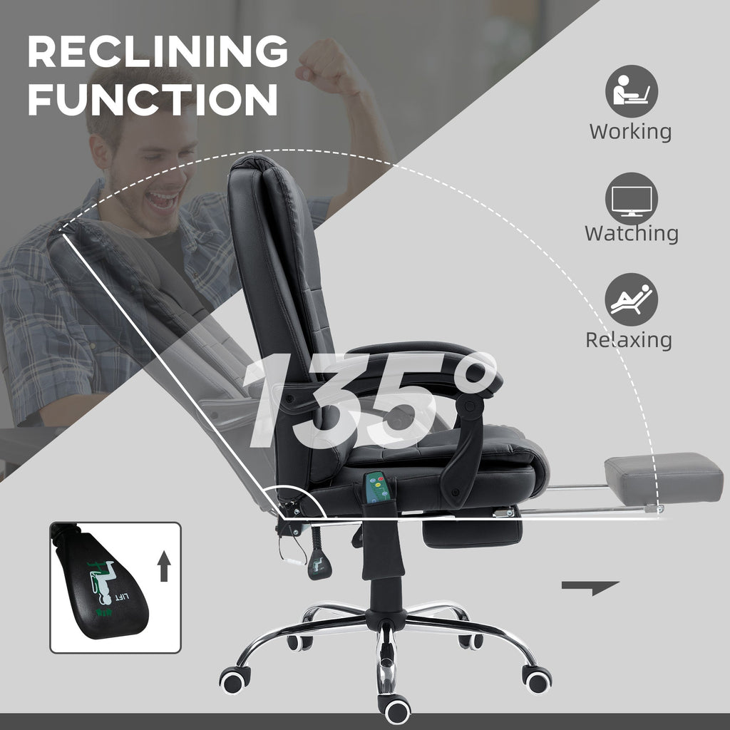 Ergonomic Heated 6 Points Vibration Massage Office Chair Black