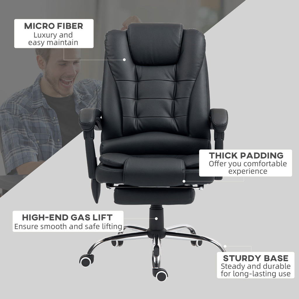 Ergonomic Heated 6 Points Vibration Massage Office Chair Black