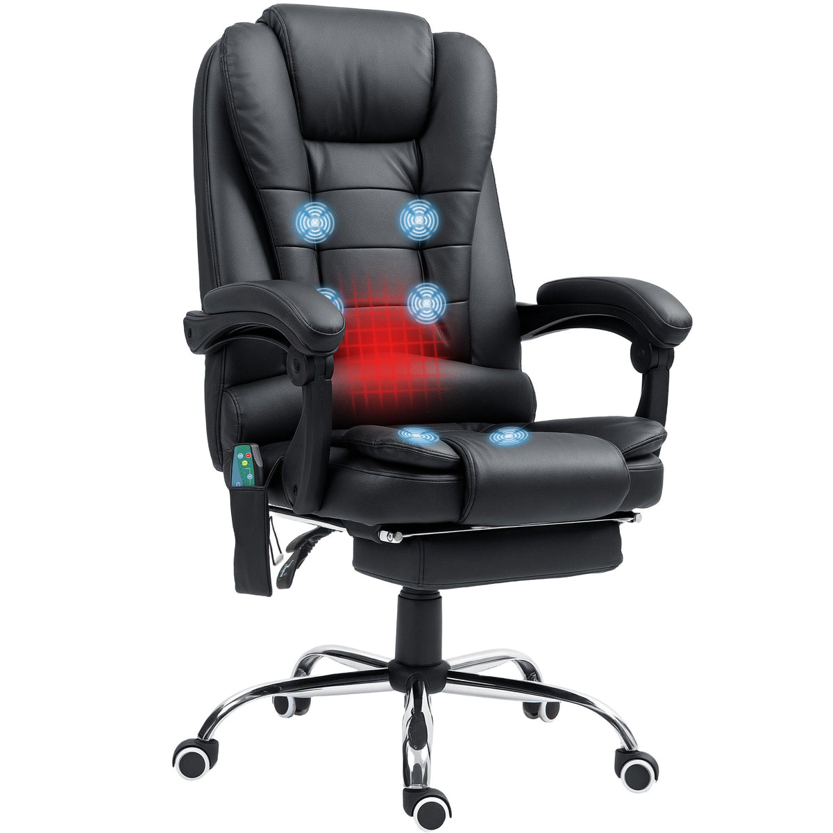 Ergonomic Heated 6 Points Vibration Massage Office Chair Black
