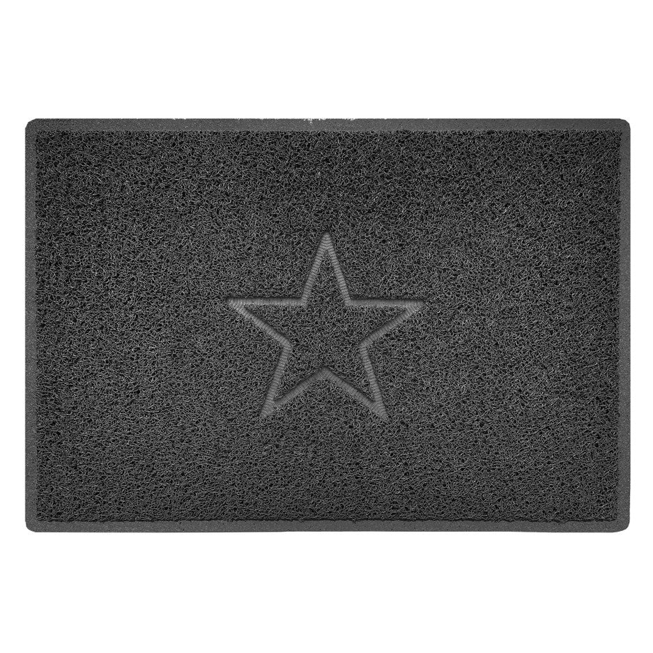 Indoor Spaghetti Door Mat Embossed Star - Dark Grey 90cm x 60cm