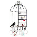 Birdcage Shape Ear Stud Earrings Bracelet Pendant Necklace Jewelry Display Storage Rack Black