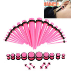 36PCS Unisex Acrylic Ear Expansion Ear Extender 14G-00G Accessories Set Pink