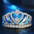 Princess Queen Crown-shaped Platinum Plated Zircon Ring, US Size: 6, Diameter: 16.5mm, Perimeter: 51.9mm, 6