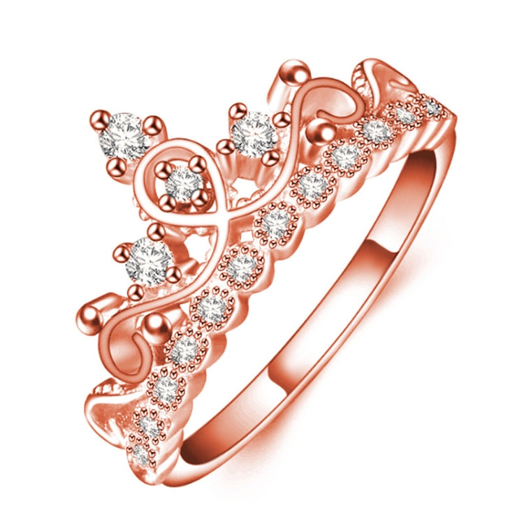 Princess Queen Crown-shaped Rose Gold Plated Zircon Ring, US Size: 6, Diameter: 16.5mm, Perimeter: 51.9mm, 6 6