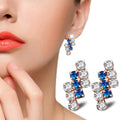 1 Pair Of 18 k Gold Irregular Geometrical Sterling Silver Crystal Stud Earring For Women, 21*9 mm, Blue, Red Blue Blue