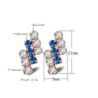 1 Pair Of 18 k Gold Irregular Geometrical Sterling Silver Crystal Stud Earring For Women, 21*9 mm, Blue, Red