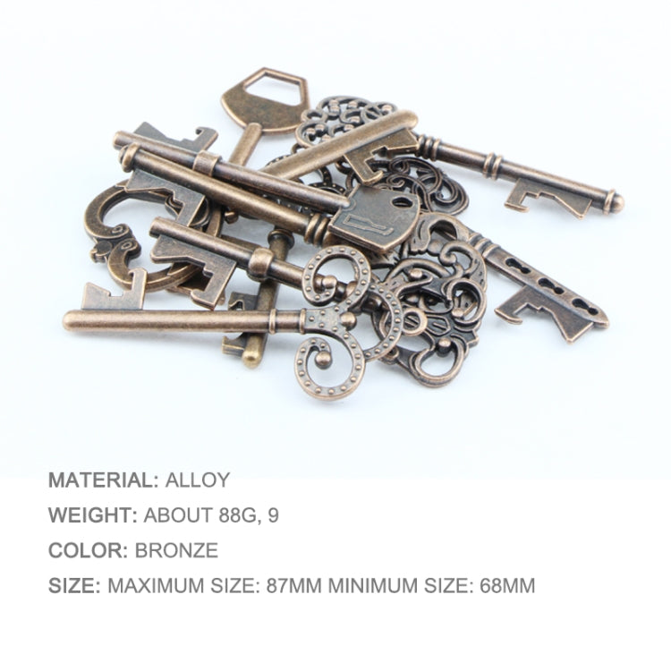 Mixed Set Of Vintage Skeleton Keys In Antique Bronze Of Different Size As Ornamental Decorations For Party Favors, Necklaces, Arts And Crafts(Bronze Set of 9 PCS), Set of 9 PCS – Durable Build, Easy to Use