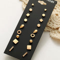 9 Pair Sets Assorted Multiple Stud Earrings Jewelry Set With Card For Women And Girls, Gold, Silver Gold Gold