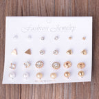 12 Pair Sets Assorted Multiple Stud Earings Jewelry Set With Card For Women And Girls(Silver), Gold, Silver Gold Gold