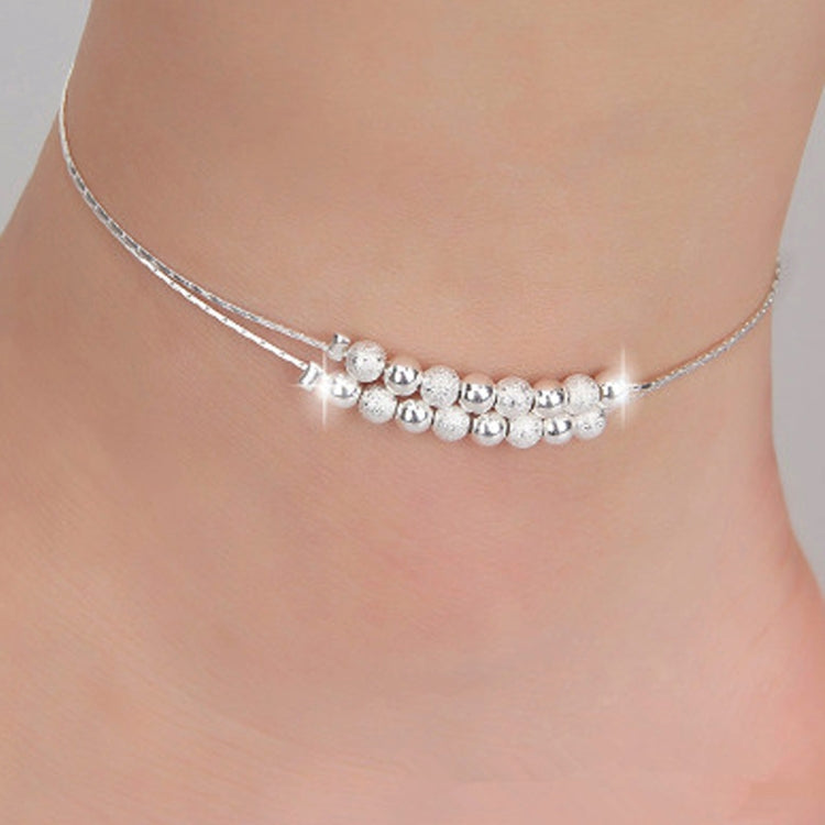 Simple Fashion Frosted Bead Personality Silver Plated Anklet(Silver) Default Title