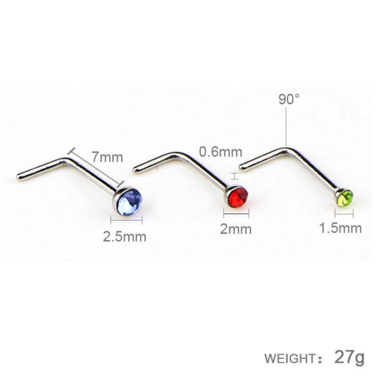 60 PCS Color Mixed Diamond Shape Stainless Steel Nose Stud Rings L Shaped Piercing Jewelry,Pin Length: 7mm, pin diameter: 0.6mm (Color), Colour (60 PCS), White (60 PCS) – Durable Build, Easy to Use