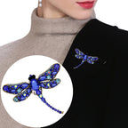 Vintage Classical Dragonfly Pattern Rhinestone Brooch, Blue Blue Blue