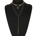 Simple Sexy Handmade Sequins Star Tassels Circle Clavicle Chain Long Pendant Double-layer Chain, Double-layer Chain Double-layer Chain Gold
