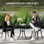 3 PCs Cast Aluminium Bistro Set w/ Parasol Hole for Balcony, Black