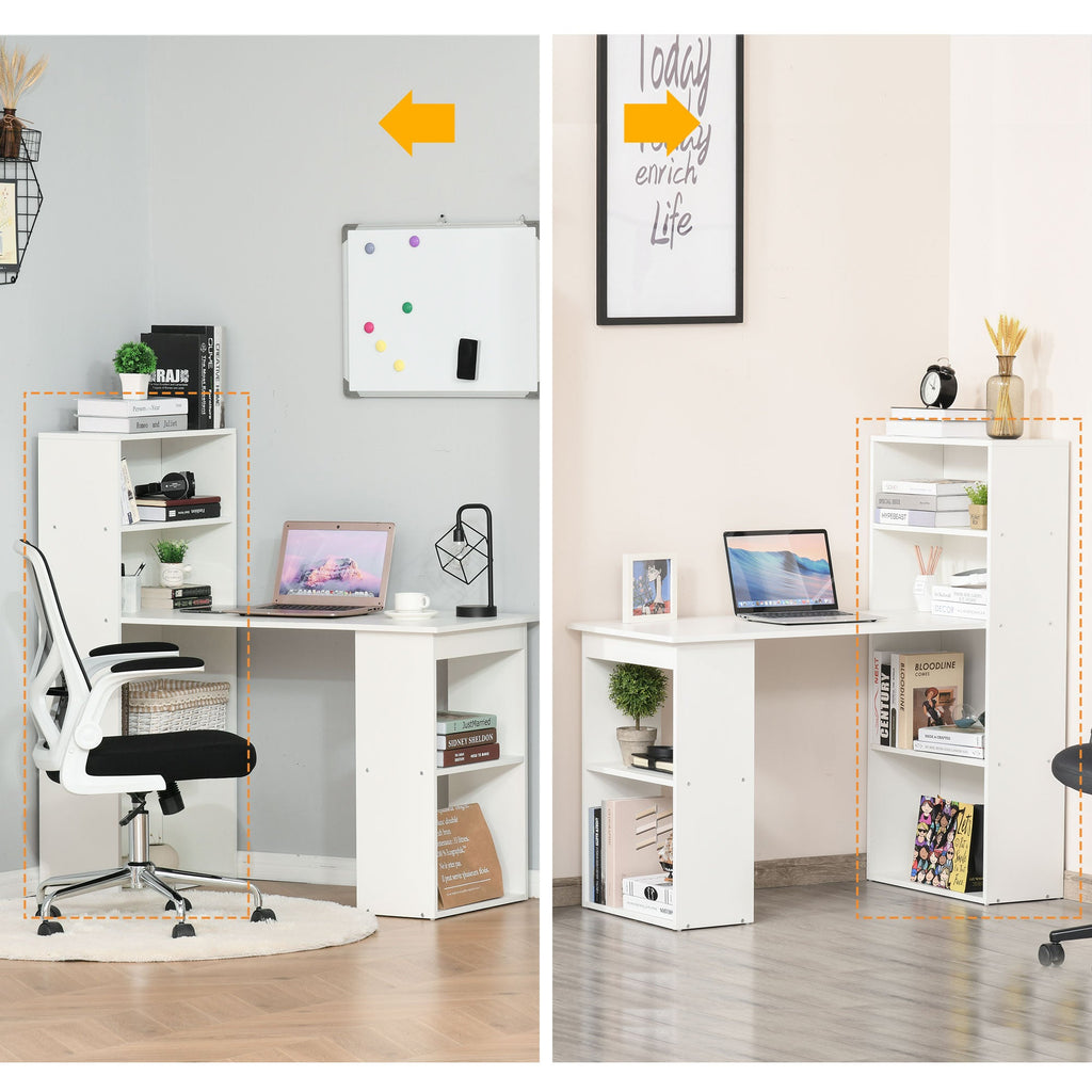 120cm Modern Computer Desk Bookshelf Study Table Workstation PC Laptop Writing Home Office 6 Shelves, White