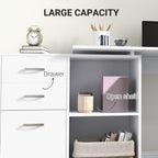 L Shaped Computer Desk, Reversible Home Office Desk with Drawers, File Cabinet and Storage Shelves, Study Table, 117 x 83.5 x 76cm, White