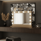 Gold Vanity Face LED Mirror 80 x 60cm