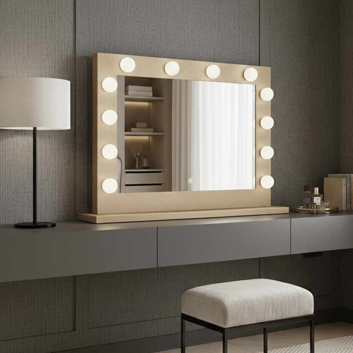 Gold Vanity Face LED Mirror 80 x 60cm