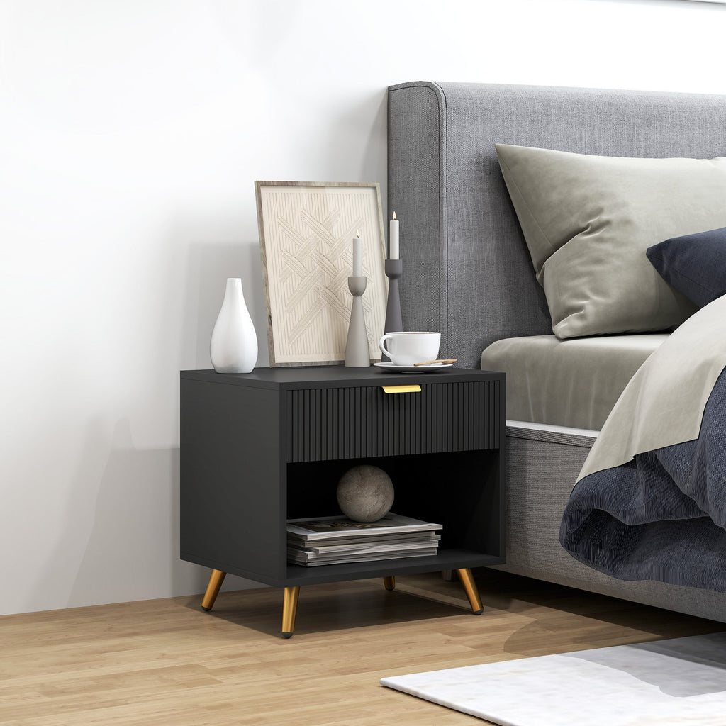 Small Table With Drawer, Open Compartment and Handle