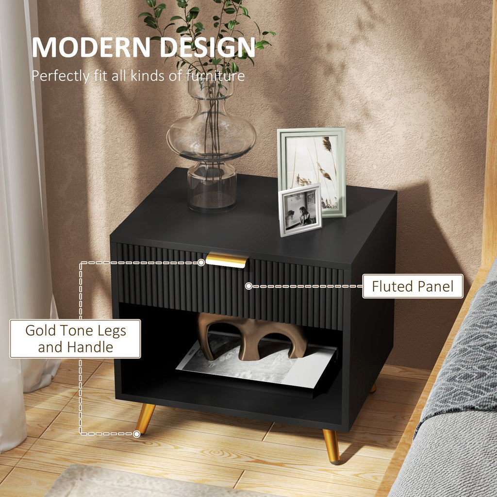 Small Table With Drawer, Open Compartment and Handle
