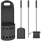 4 Piece Fireplace Companion Set, Metal Fireplace Accessories with Broom, Shovel, Poker, Bucket, Black