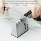 4 in 1 Stainless Steel Knife Sharpener Four Section Hand-held Quick Sharpening Tool with Non Slip Handle, 4 in 1 (Black), 4 in 1 (Red)