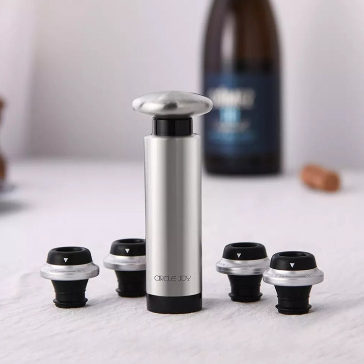 Original Xiaomi Youpin CircleJoy Stainless Steel Red Wine Preservation Stopper Set, Style: 4 Stoppers in One Pump, 4 Stoppers in One Pump 4 Stoppers in One Pump
