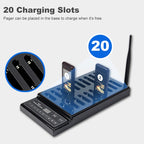 QC100 999 Channel Restaurant Wireless Paging Queuing Calling System with 20 Call Coaster Pagers, US Plug