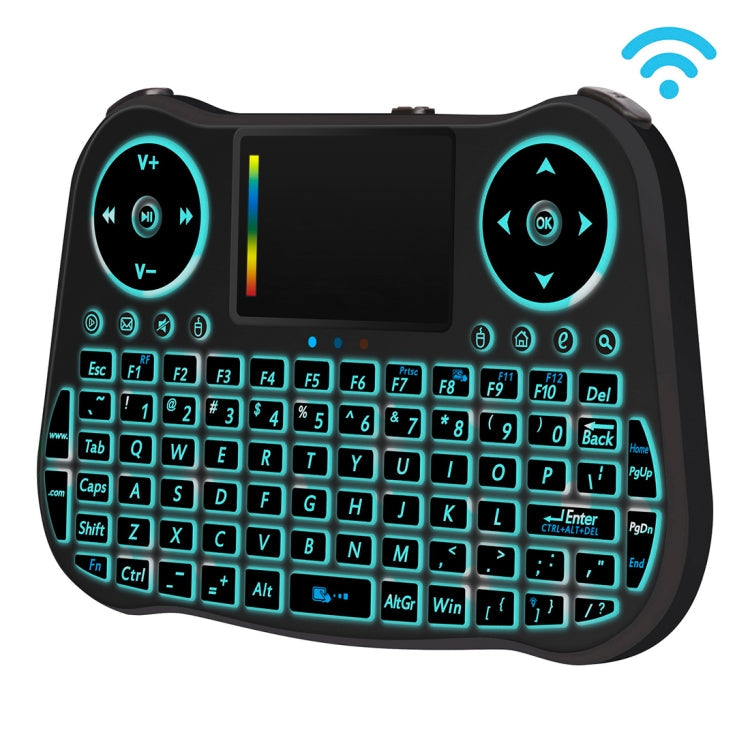 MT08 2.4GHz Mini Wireless Air Mouse QWERTY Keyboard with Colorful Backlight & Touchpad & Multimedia Control for PC, TV, MT08 – Durable Build, Easy to Use MT08