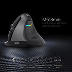 DELUX M618 Mini 2.4G Wireless 2400DPI USB Rechargeable Ergonomic Vertical Mouse, M618 Grey – Durable Build, Easy to Use