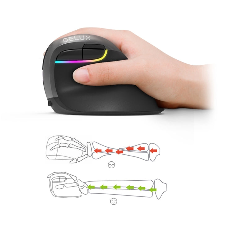 DELUX M618 Mini 2.4G Wireless 2400DPI USB Rechargeable Ergonomic Vertical Mouse, M618 Grey – Durable Build, Easy to Use