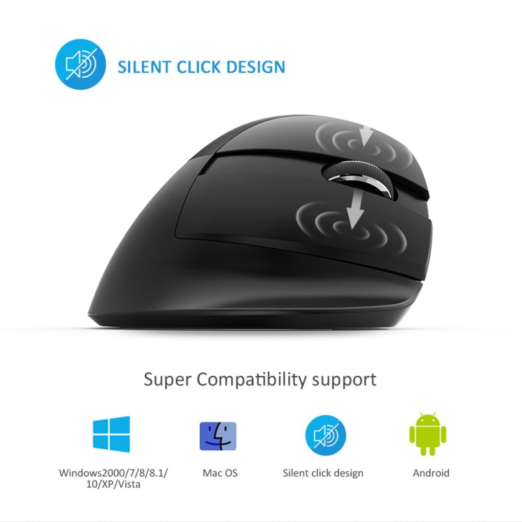 DELUX M618 Mini 2.4G Wireless 2400DPI USB Rechargeable Ergonomic Vertical Mouse, M618 Grey – Durable Build, Easy to Use