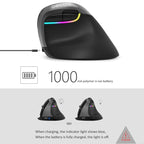 DELUX M618 Mini 2.4G Wireless 2400DPI USB Rechargeable Ergonomic Vertical Mouse, M618 Grey – Durable Build, Easy to Use