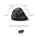 DELUX M618 Mini 2.4G Wireless 2400DPI USB Rechargeable Ergonomic Vertical Mouse, M618 Grey – Durable Build, Easy to Use