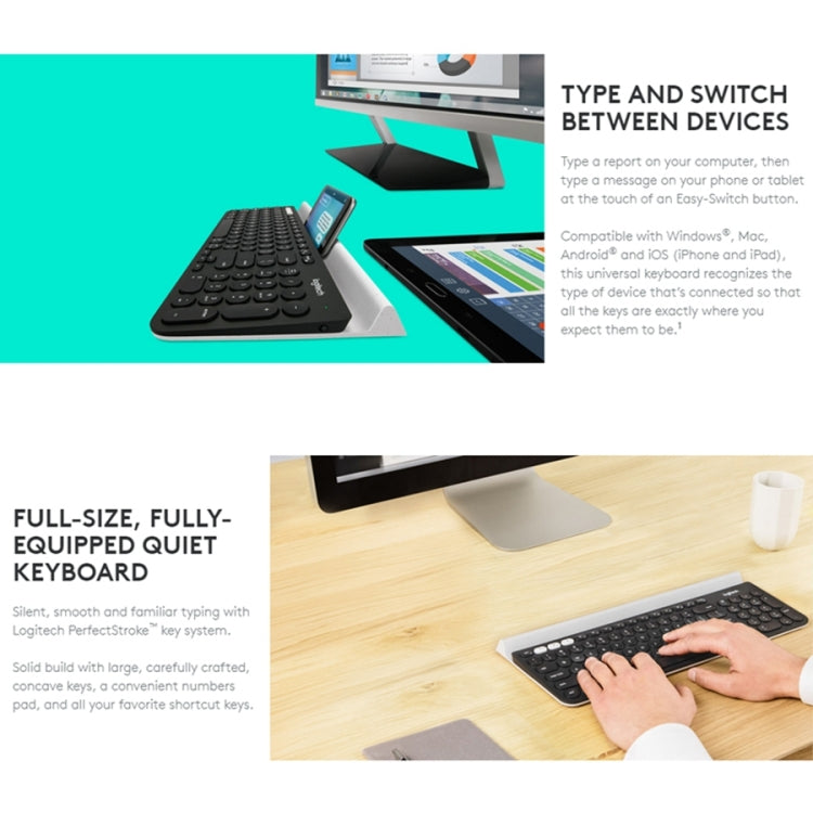 Logitech K780 Multi-device Bluetooth + Unifying Dual Mode Wireless Keyboard with Stand – Bluetooth