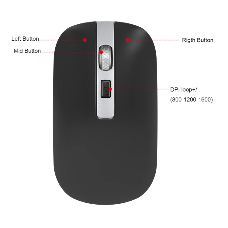 HXSJ M30 Rechargeable Wireless Mouse Metal Wheel Mute 2.4G Office Mouse 500 mAh Built-in Battery – Durable Build, Easy to Use