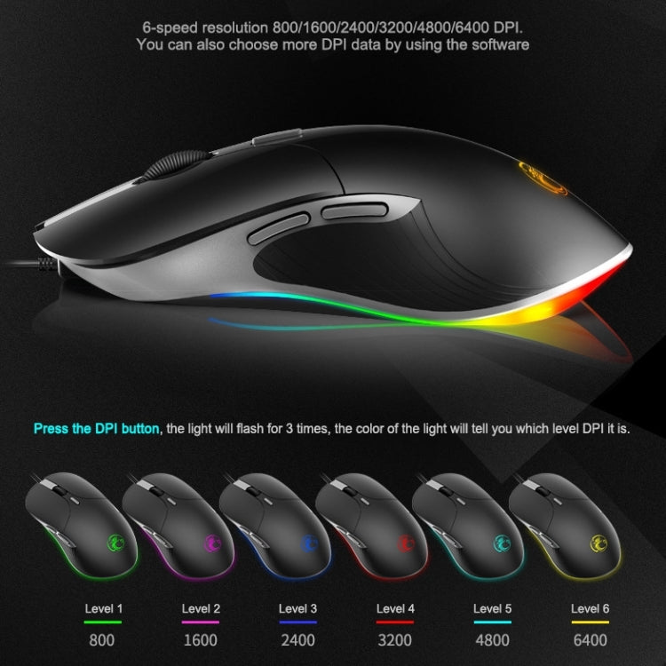 iMICE X6 Wired Mouse 6-button Colorful RGB Gaming Mouse, X6 – Non-slip