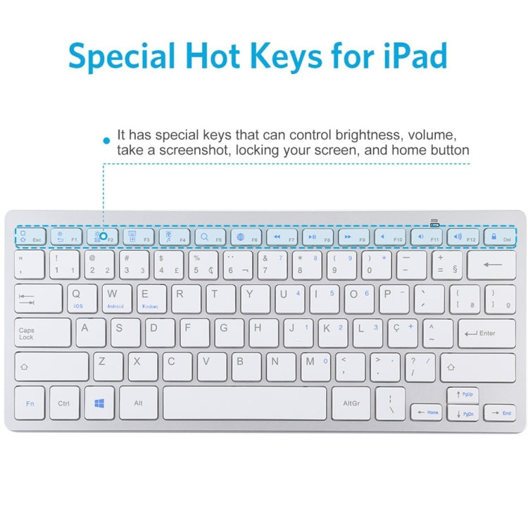 WB-8022 Ultra-thin Wireless Bluetooth Keyboard, Portuguese Keys, Portuguese Keys – Bluetooth, Ultra-thin
