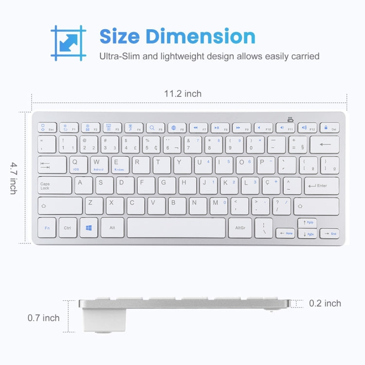 WB-8022 Ultra-thin Wireless Bluetooth Keyboard, Portuguese Keys, Portuguese Keys – Bluetooth, Ultra-thin