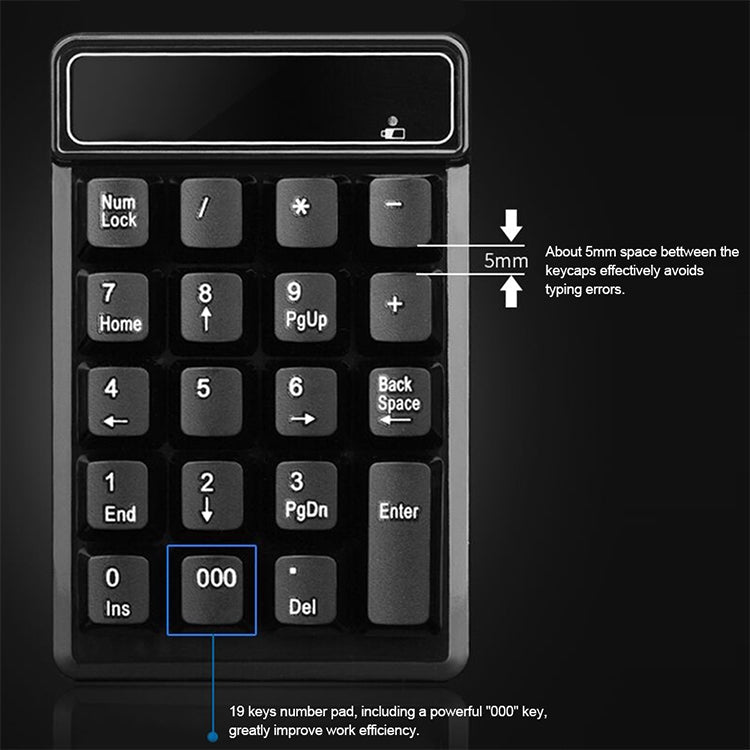 MC Saite 525RF 19 Keys Wireless 2.4G Numeric Keyboard – Durable Build, Easy to Use